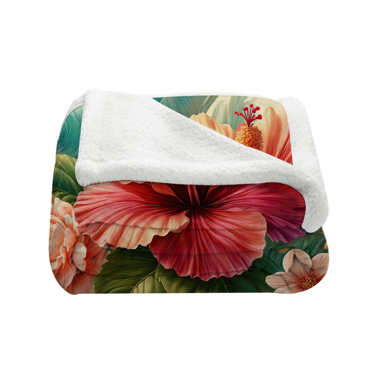 Hibiscus Flower Soft Sherpa Blanket