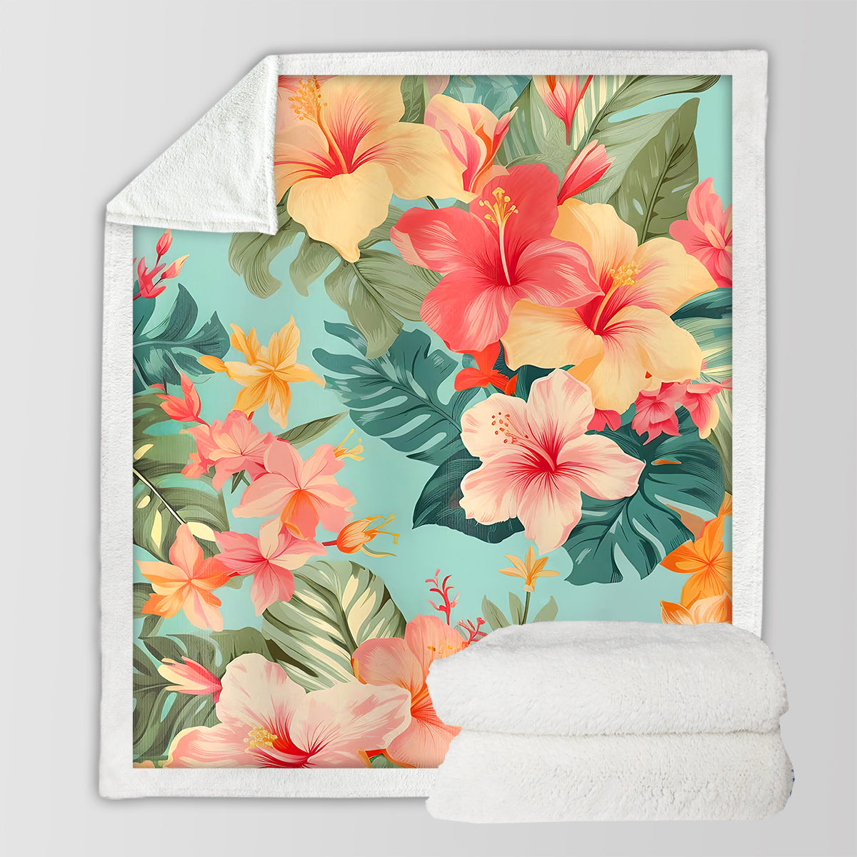 Hibiscus Passion Soft Sherpa Blanket