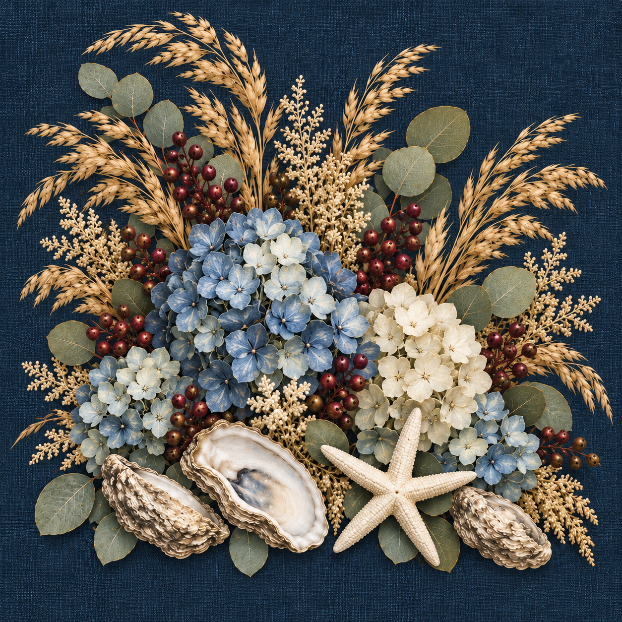 Starfish coastal bouquet fall pillow cover design