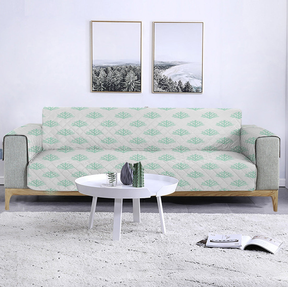 Coral Mint Sofa Cover