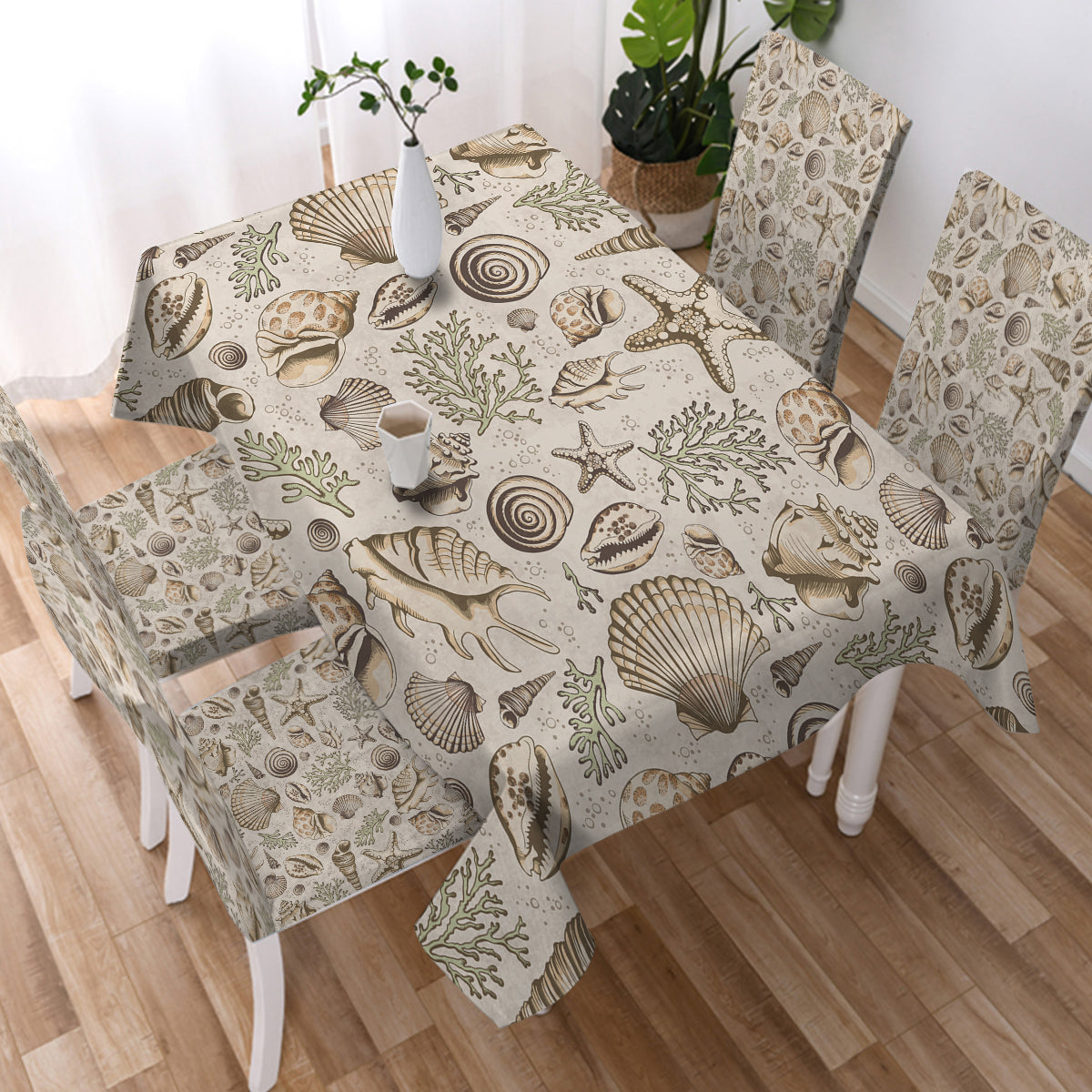 Brown Seashells Chair Cover