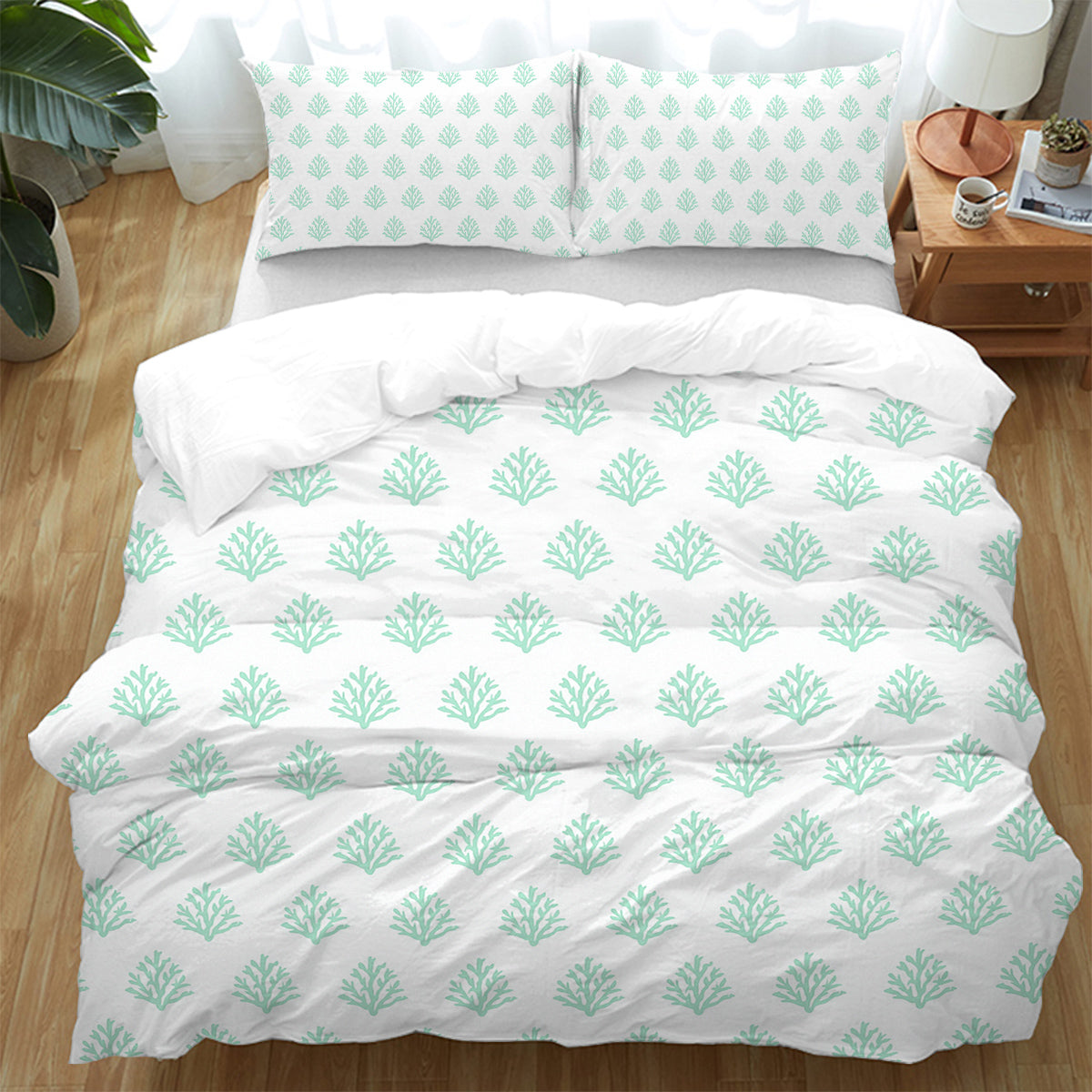 Coral Mint Bedding Set