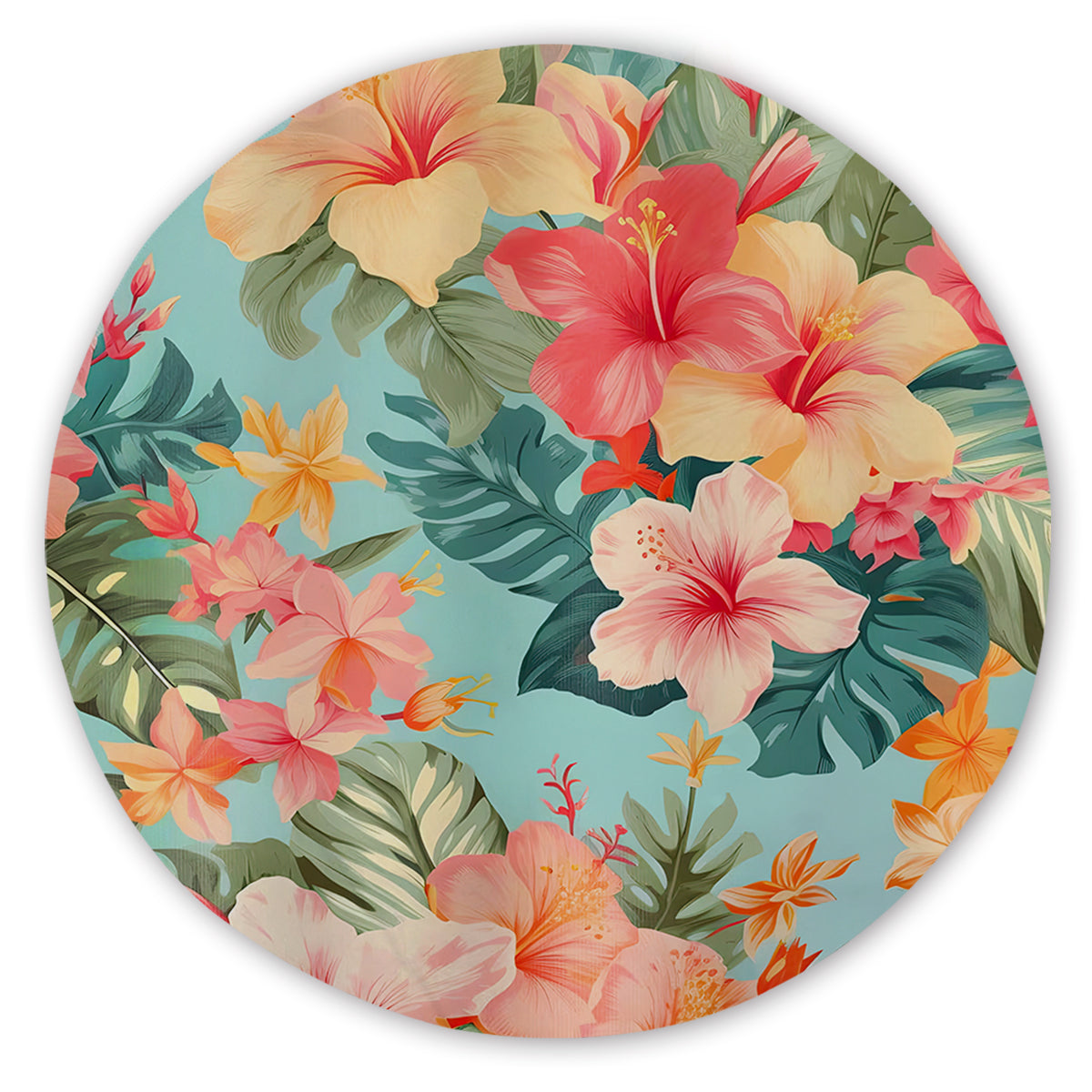 Hibiscus Passion Round Area Rug