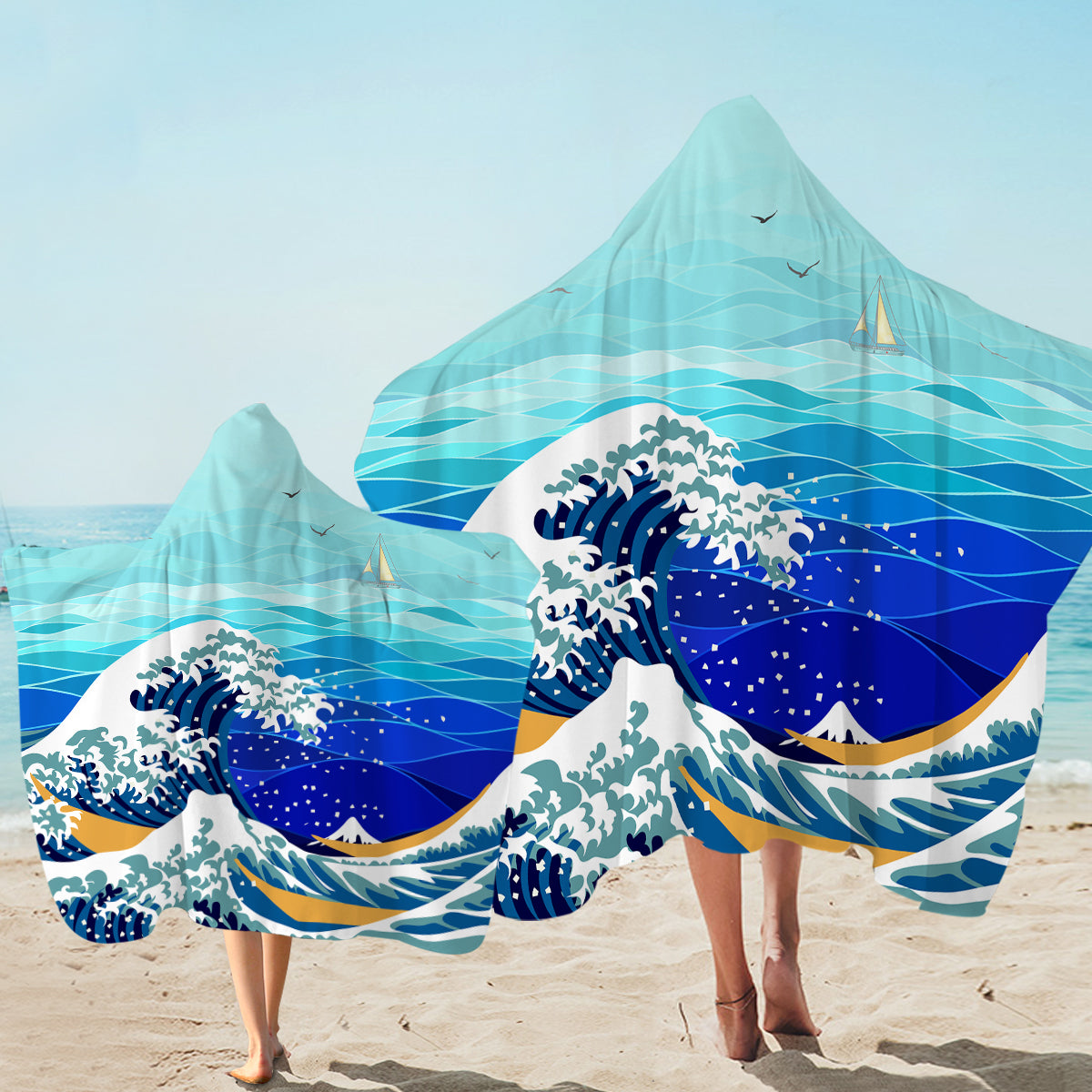 Great Wave Hooded Towel