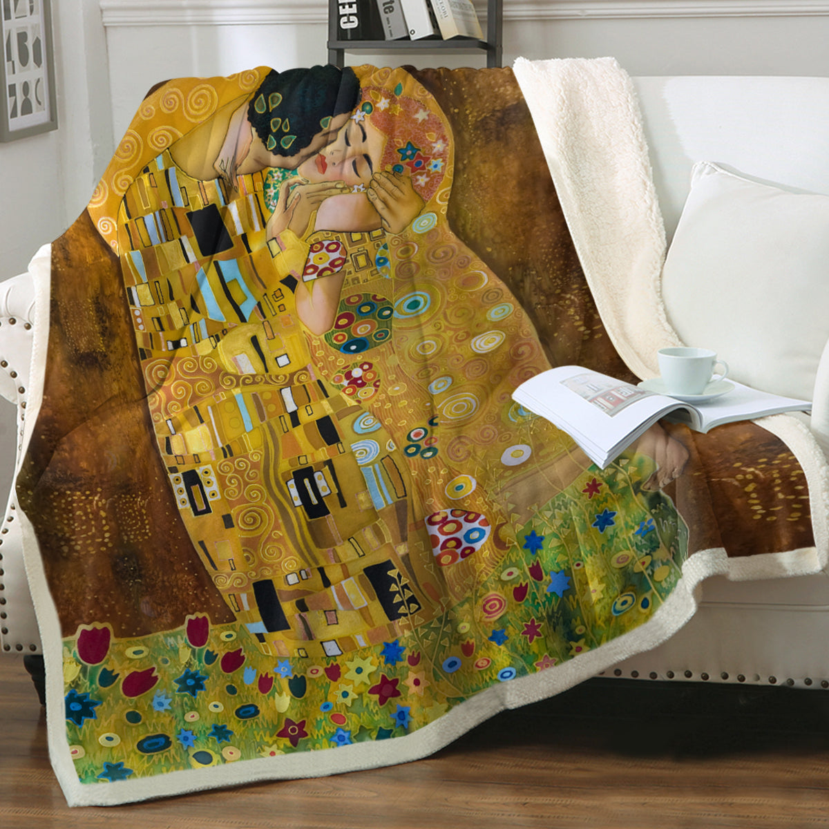 Gustav Klimt The Kiss Soft Sherpa Blanket