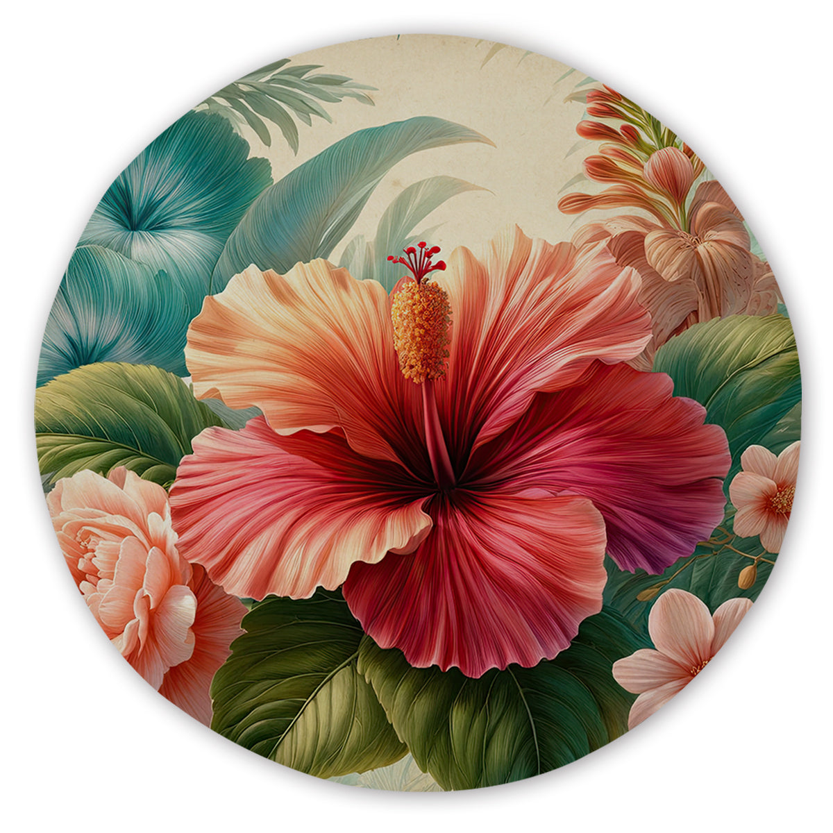 Hibiscus Flower Round Area Rug