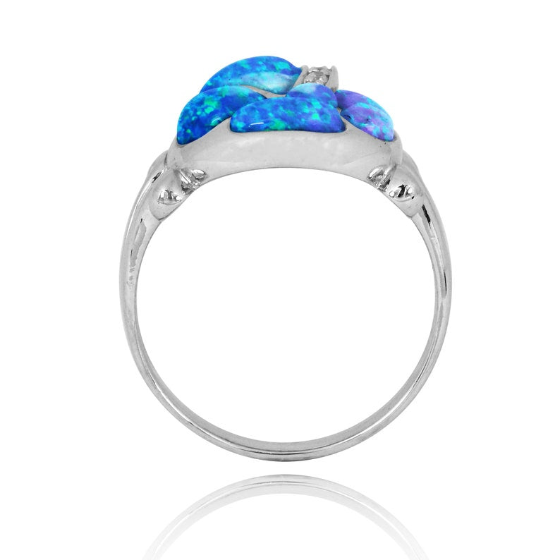 Seashell Ring with Blue Opal