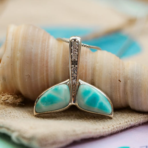 Whale Tail Larimar Pendant Necklace