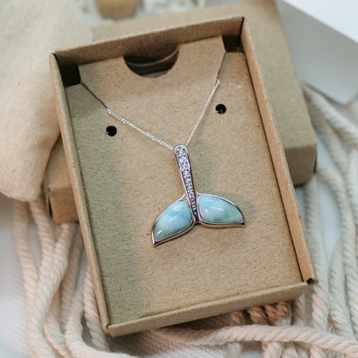Whale Tail Larimar Pendant Necklace