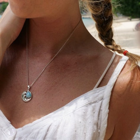 Waves Pendant Necklace with Larimar