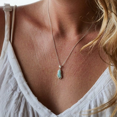 Caribbean Larimar Flip Flop Necklace - Miami
