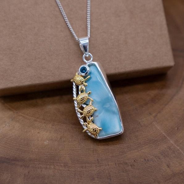 Larimar Turtle Necklace