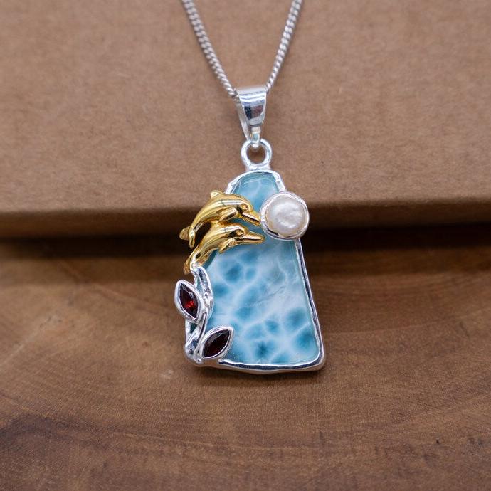 Larimar Dolphin Necklace