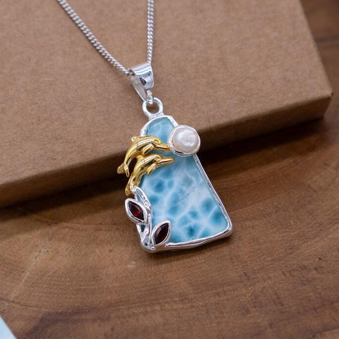 Larimar Dolphin Necklace