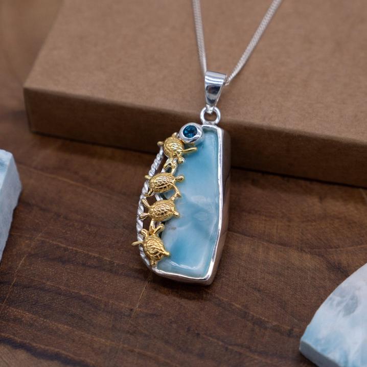 Larimar Turtle Necklace