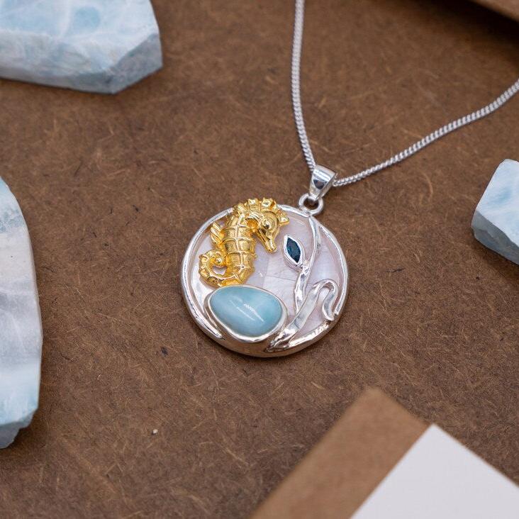 Seahorse Necklace Silver and Gold