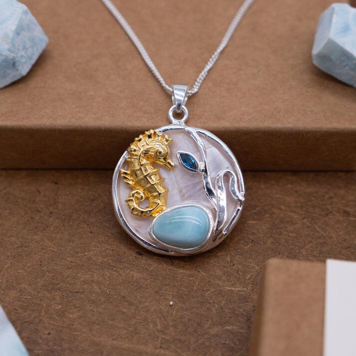 Seahorse Necklace Silver and Gold