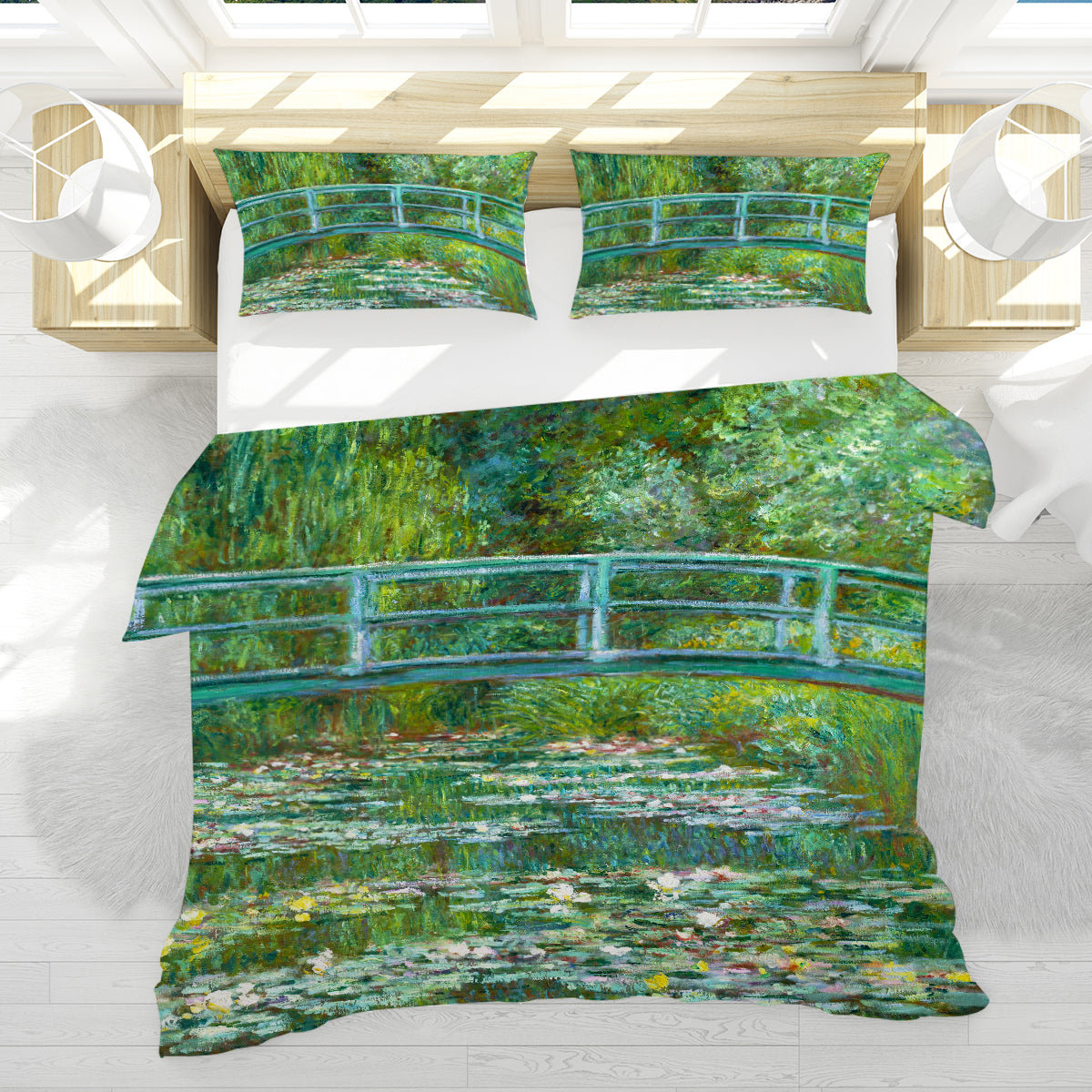 Claude Monet Water Lily Pond Reversible Bed Cover Set