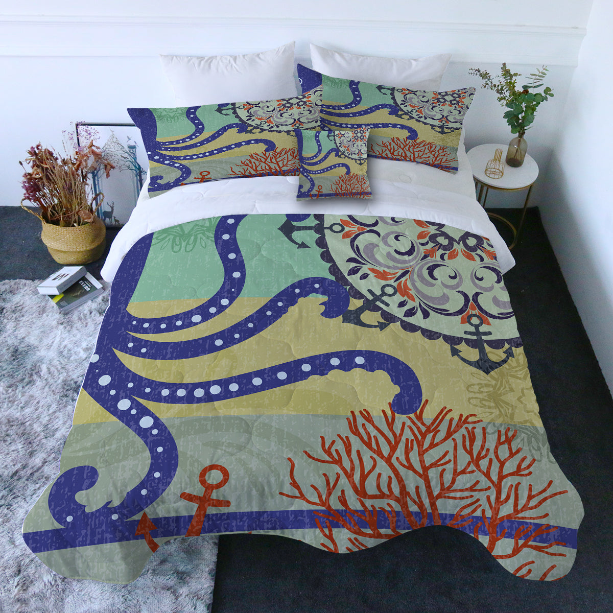 Octopus Passion Comforter with Shams and Pillow Cover