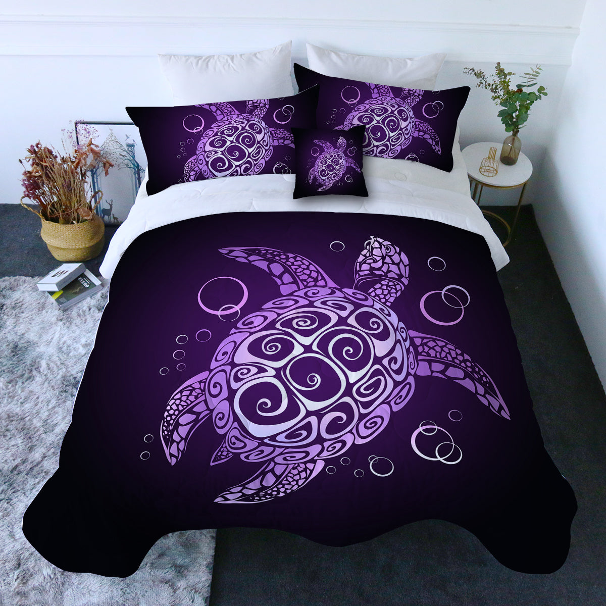 The Purple Turtle Twist Comforter with Shams and Pillow Cover
