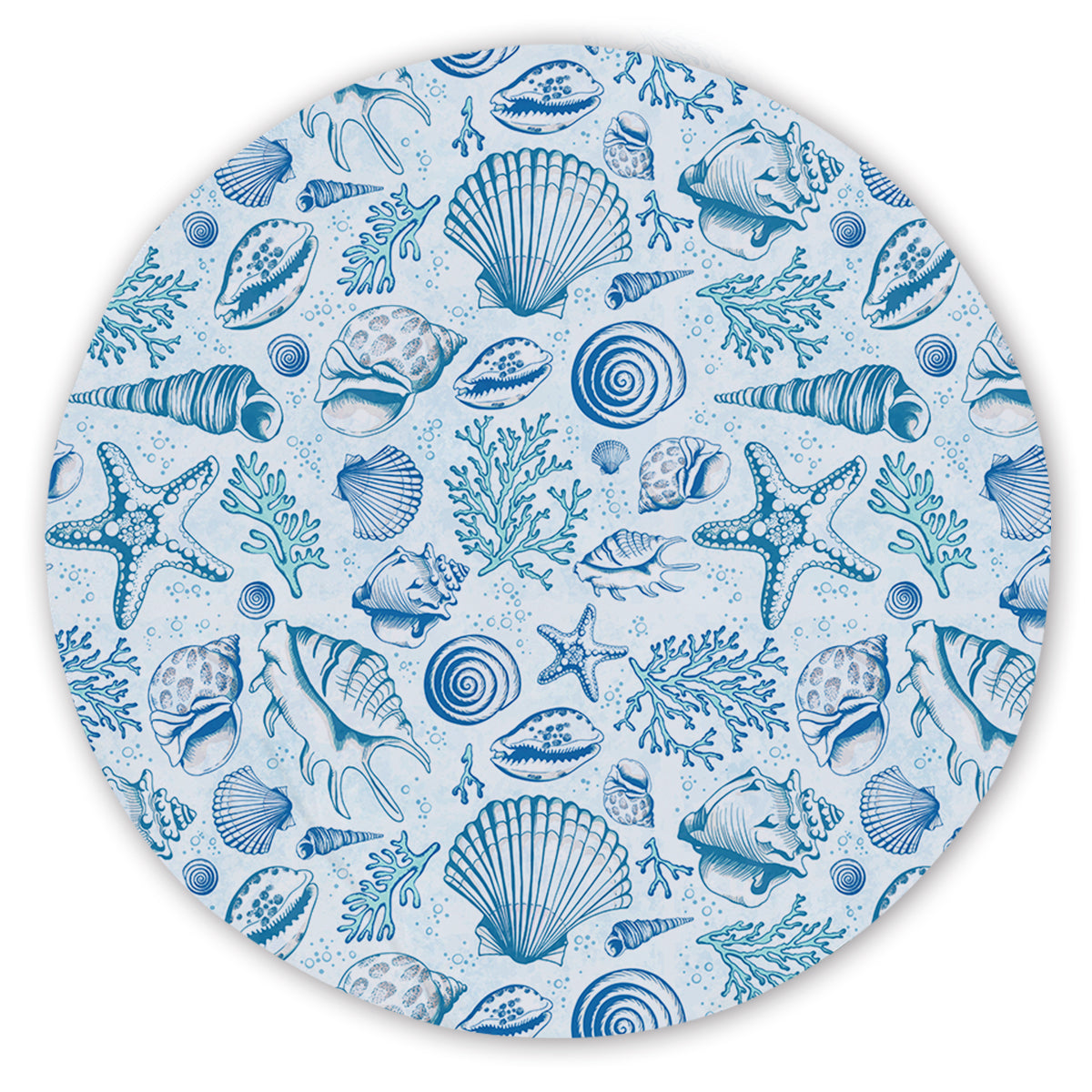 Blue Seashells Round Area Rug