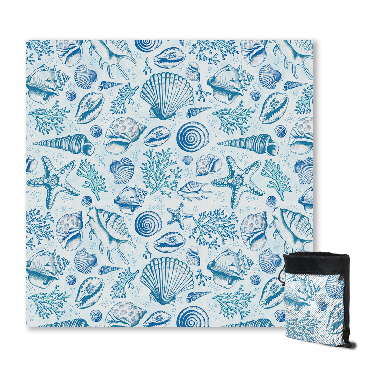 Blue Seashells Sand Free Towel