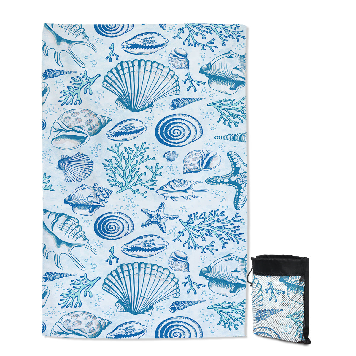 Blue Seashells Sand Free Towel