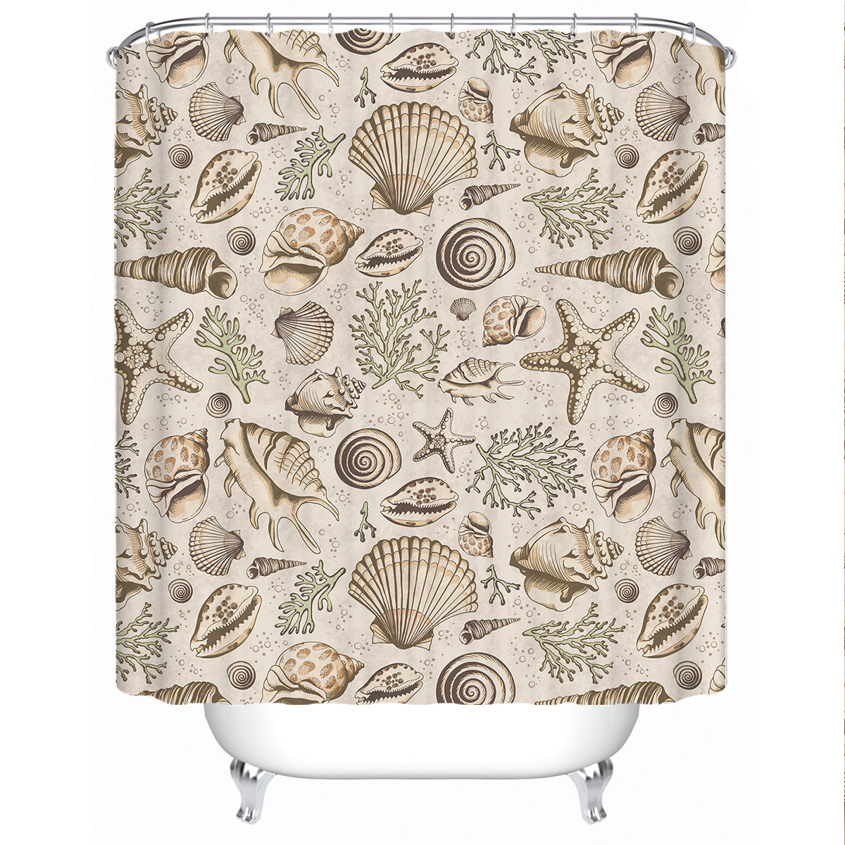 Brown Seashells Shower Curtain