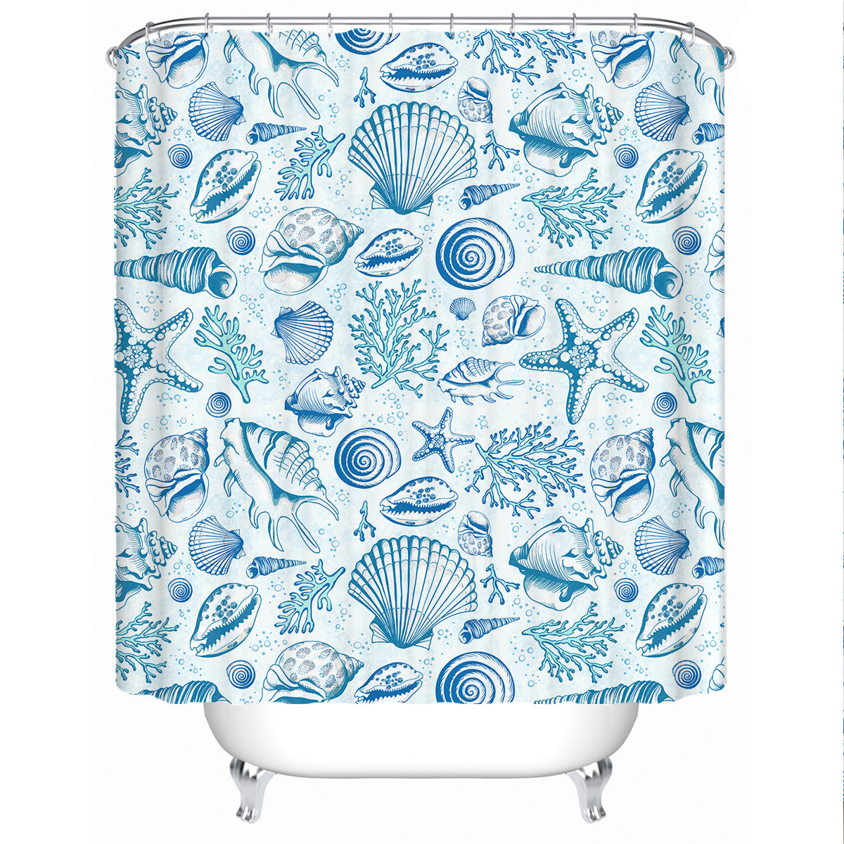 Blue Seashells Shower Curtain