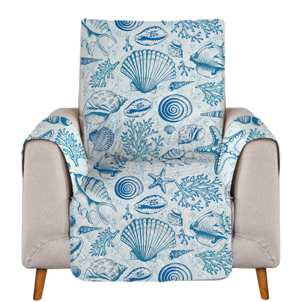 Blue Seashells Sofa Cover