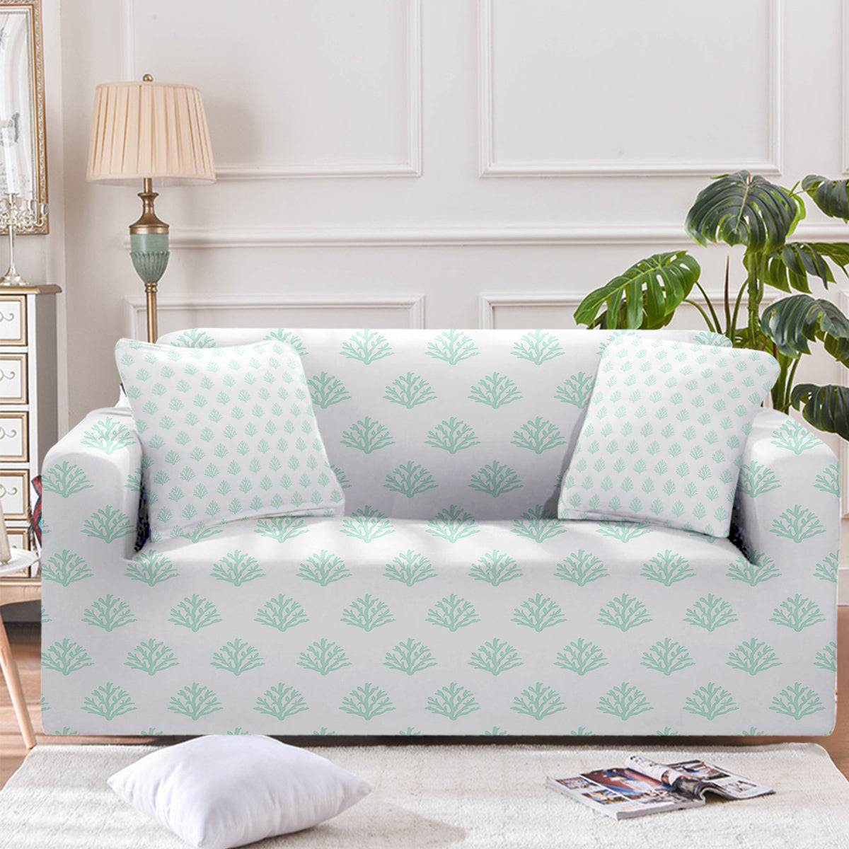 Coral Mint Couch Cover