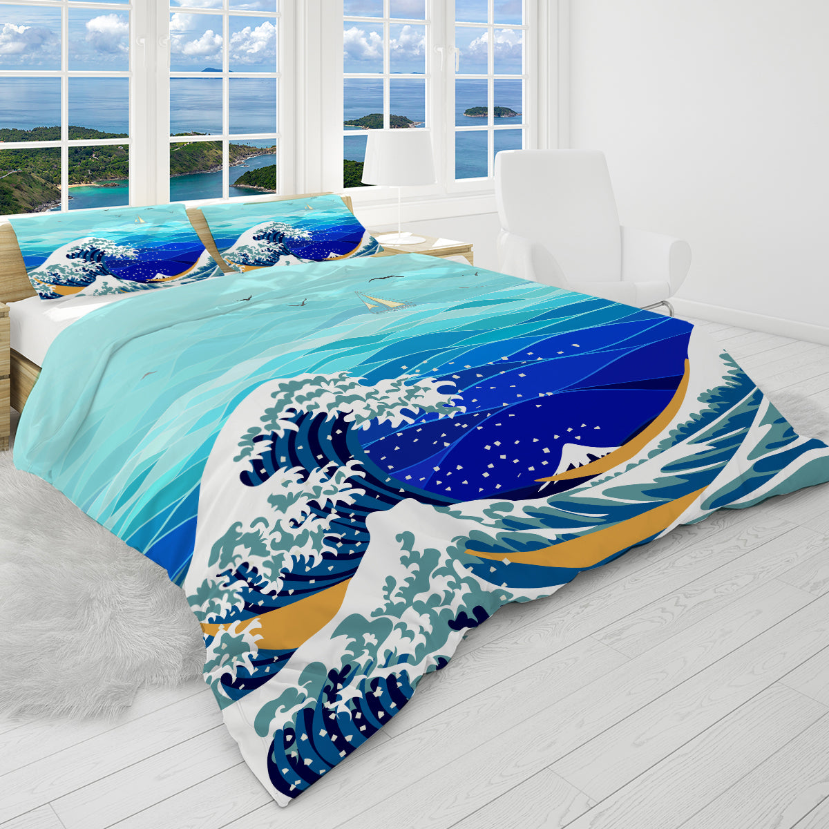 The Great Wave Reversible Bed Cover Set
