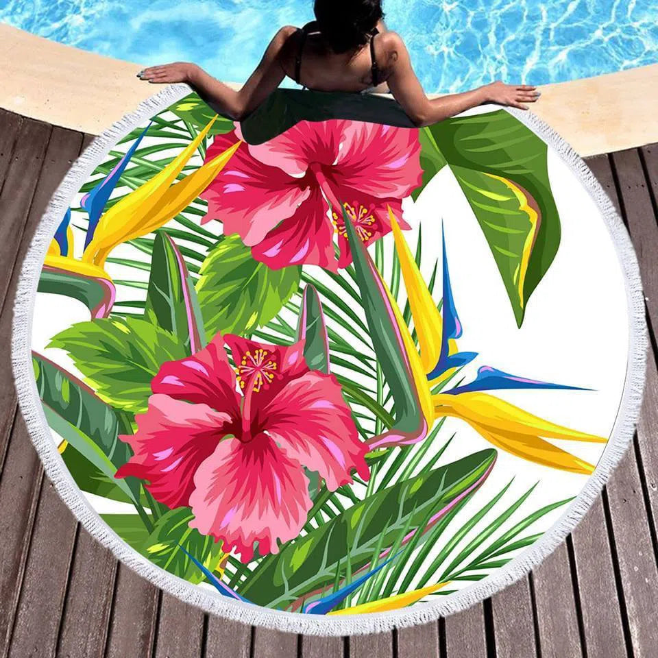 Tropical Weekend Round Beach Towel