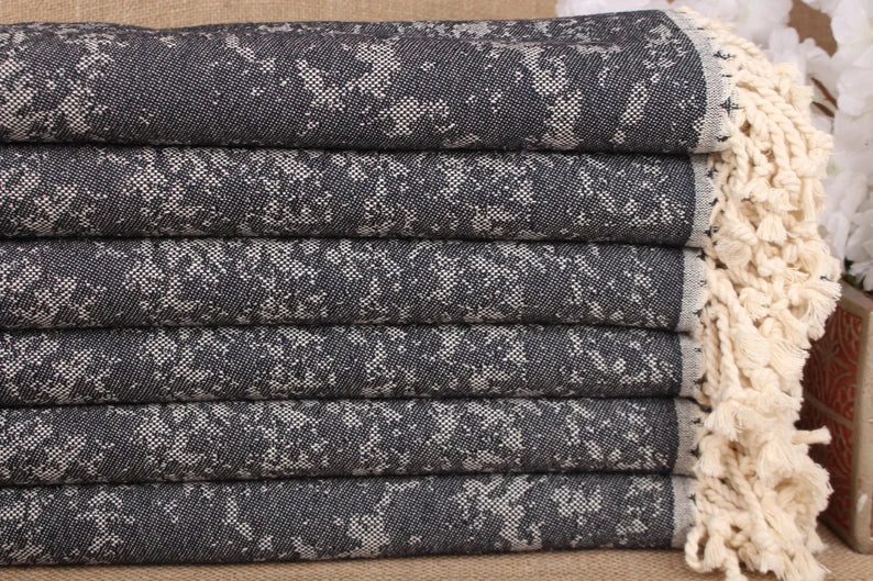 Navy Blue Turtle Turkish Beach Towel