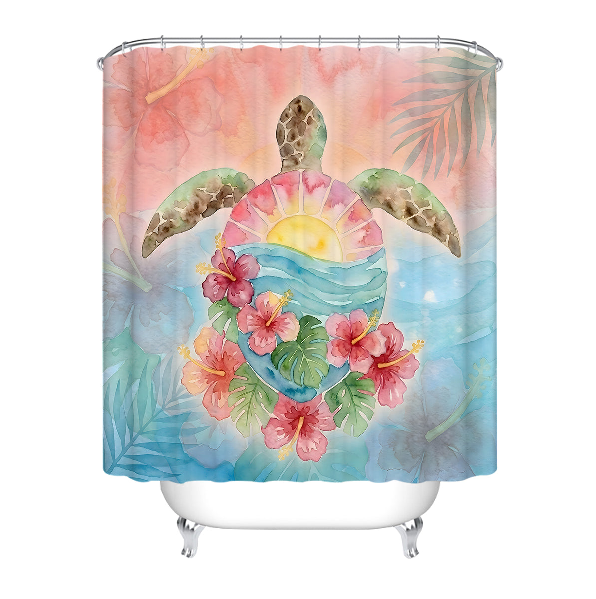 Sea Turtle Sunrise Shower Curtain