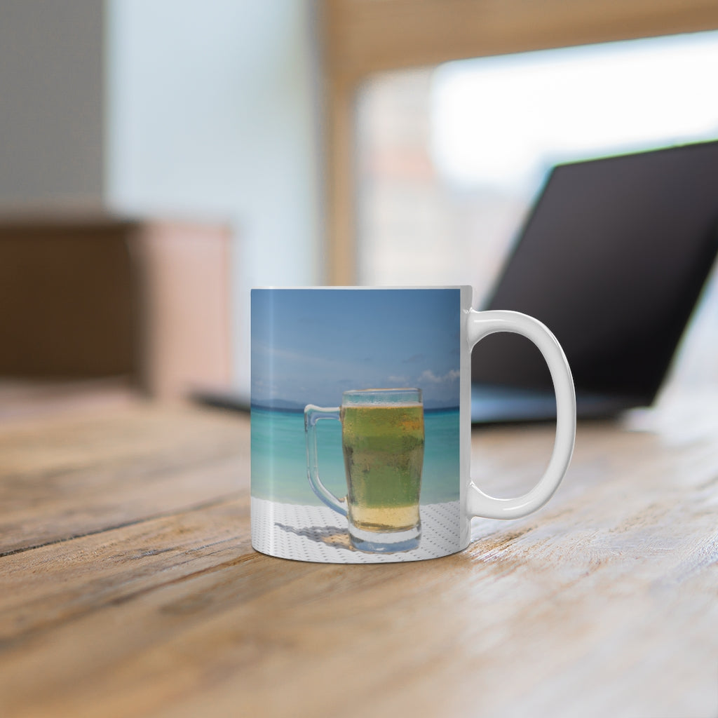 Beachy Beer Ceramic Mug