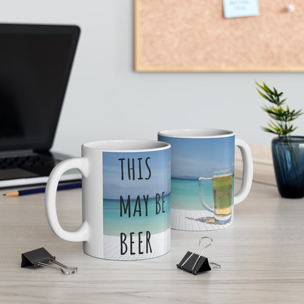 Beachy Beer Ceramic Mug