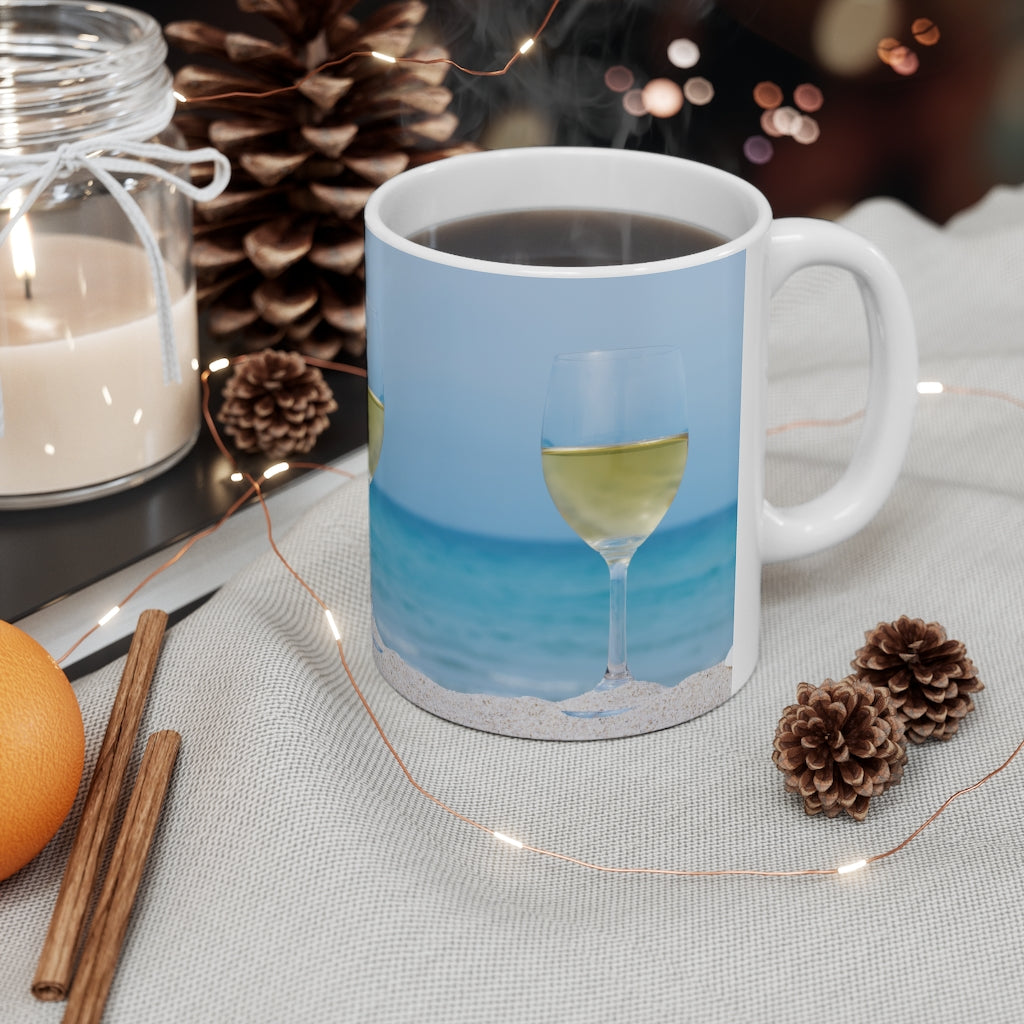 Beachy Wine Ceramic Mug
