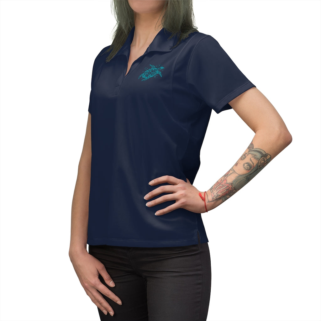 Turquoise Turtle Women's Polo Shirt