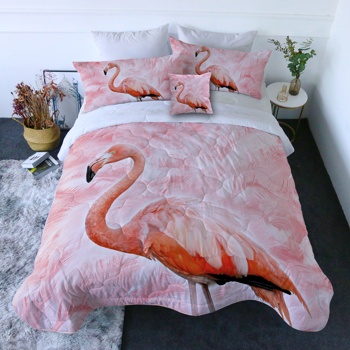 Shades of Pink Comforter with Shams and Pillow Cover