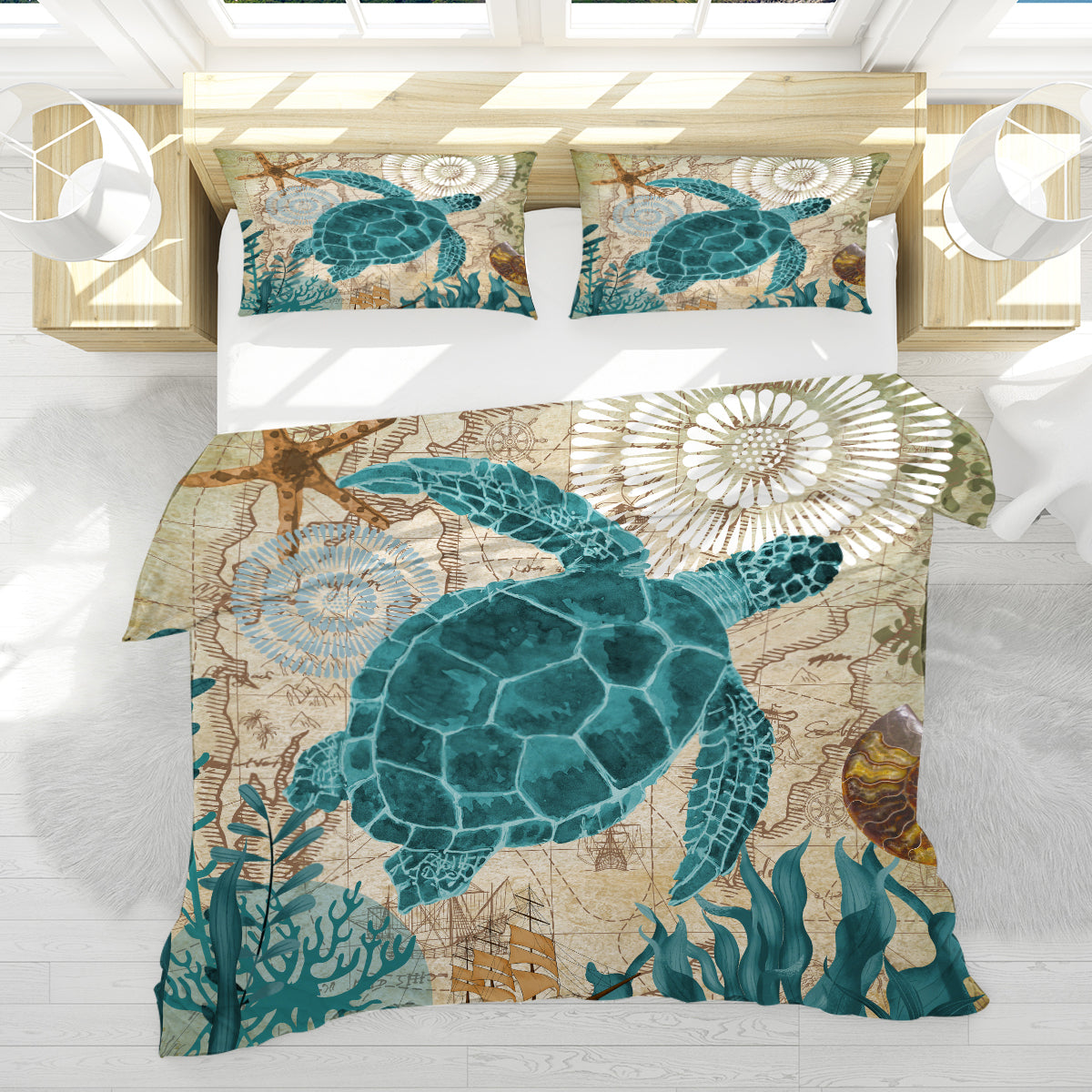 Sea Turtle Love Reversible Bedcover Set