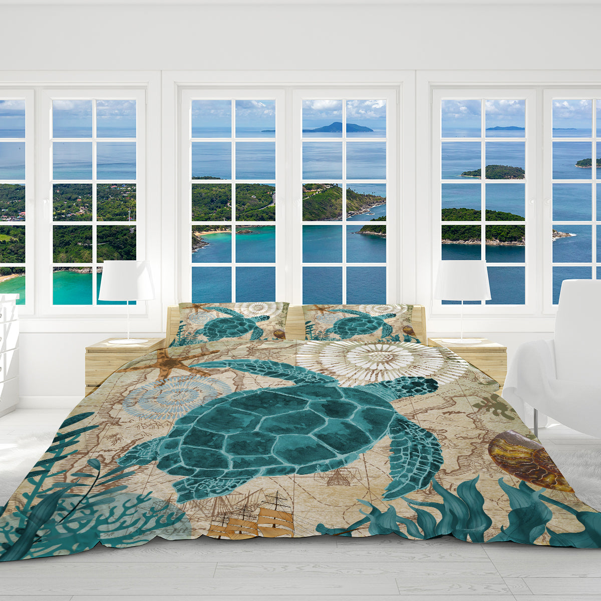 Sea Turtle Love Reversible Bedcover Set