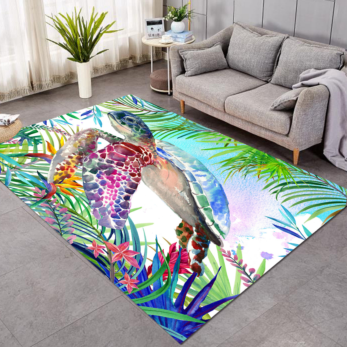 Tropical Sea Turtle Area Rug