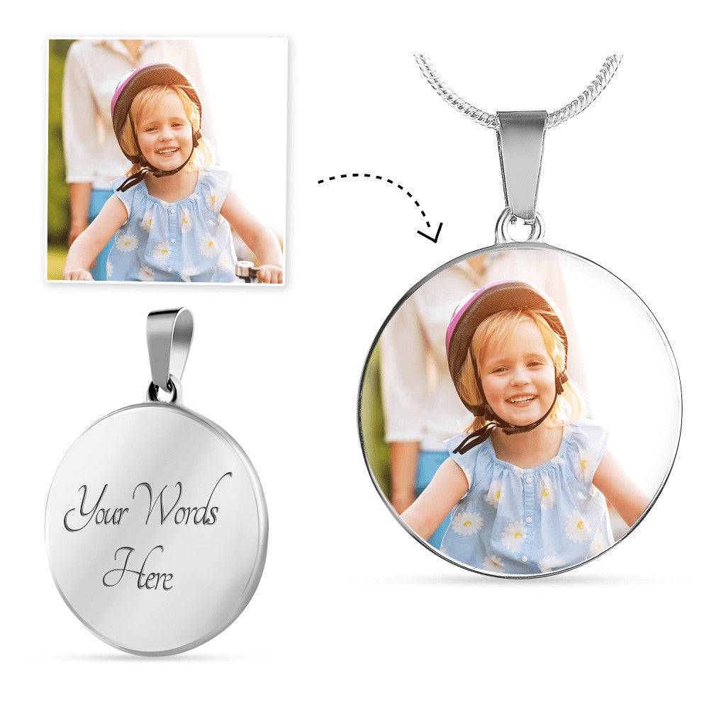 Photo Upload Circle Pendant - Personalized Necklace