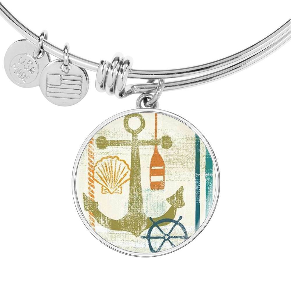 Beachy Anchor Bangle Bracelet