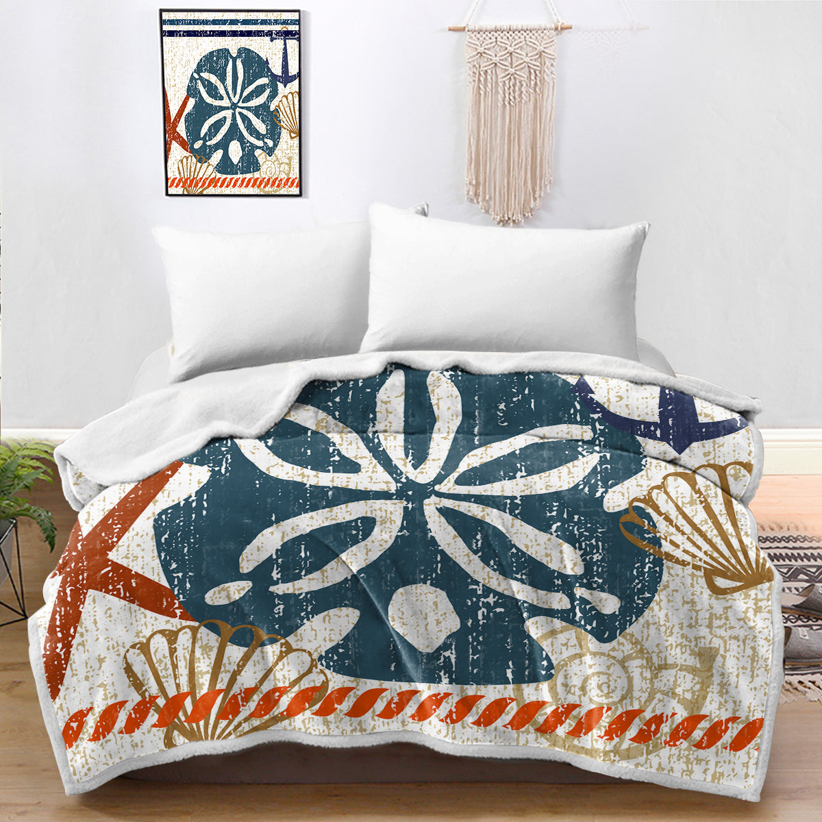 Beachy Sand Dollar Bedspread Blanket