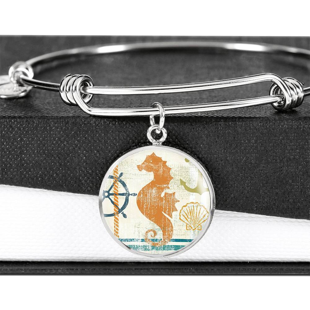 Beachy Seahorse Bangle Bracelet