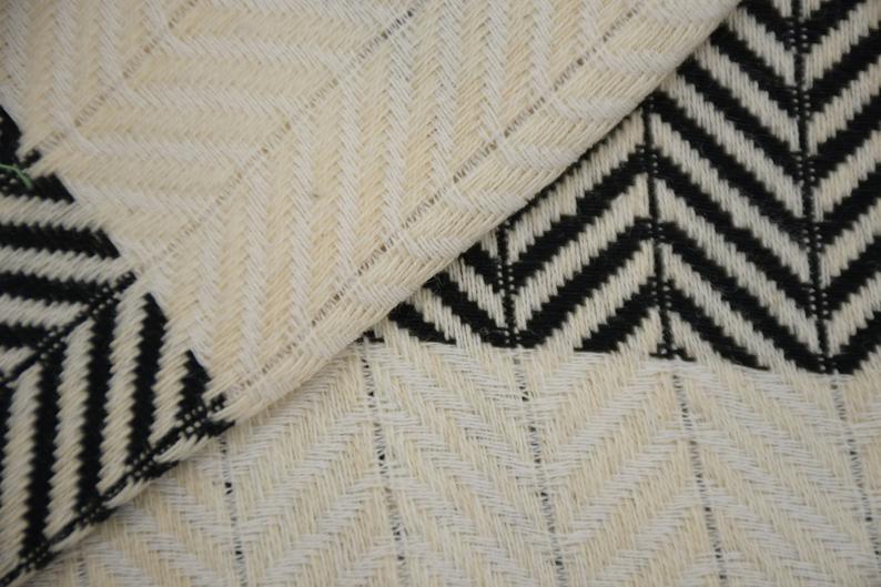 Black and Cream 100% Cotton Round Beach Towel