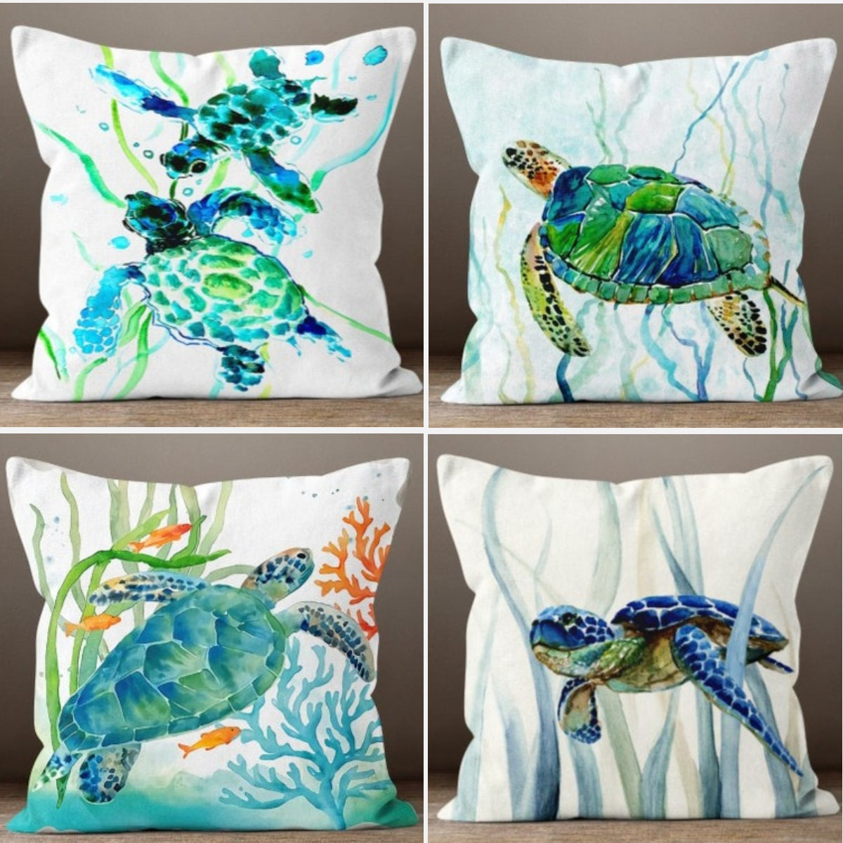 Sea Turtles Set of 4 Pillow Covers