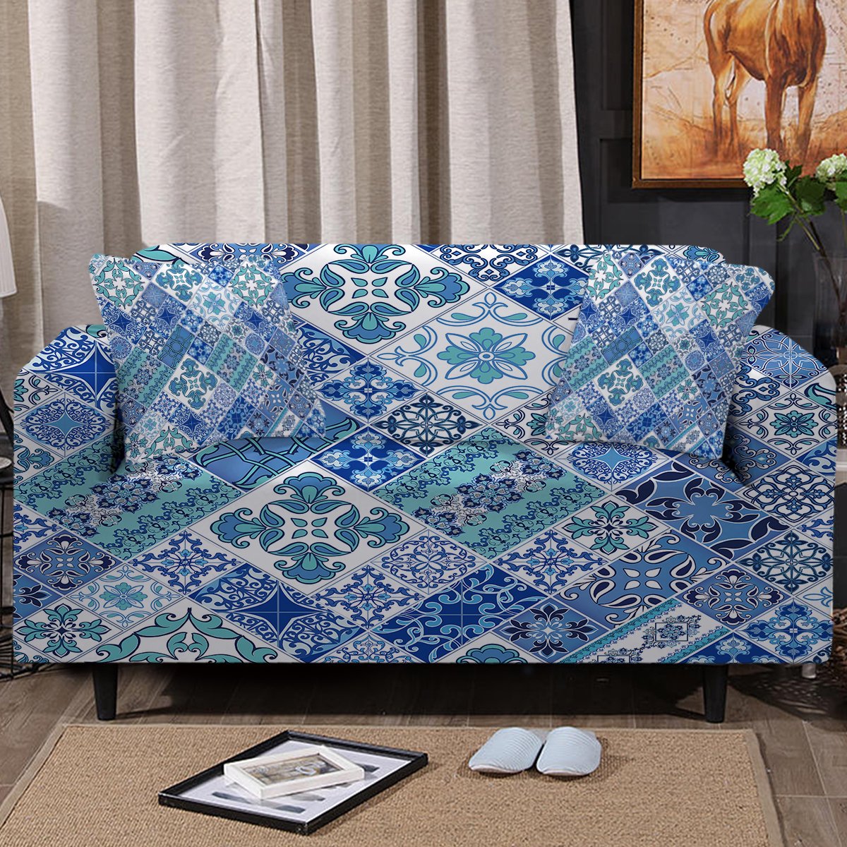 Coastal Mosaic Couch Cover